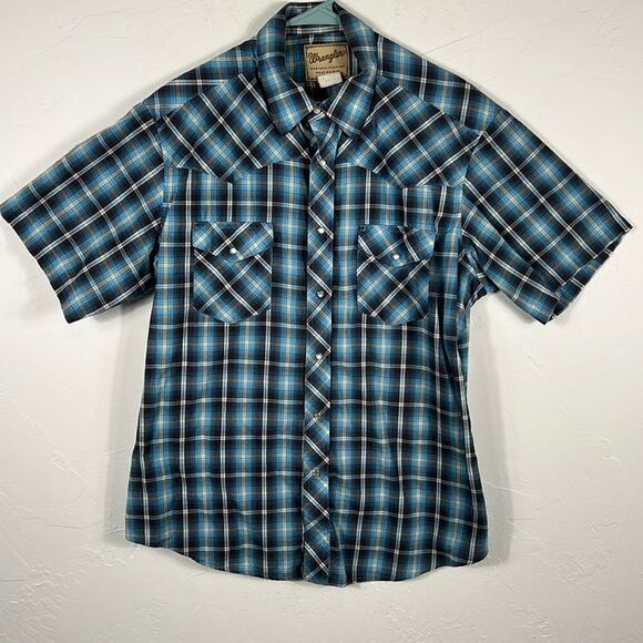 🔥🔥 Vintage WRANGLER PEARL SNAP Short Sleeve Cowboy Shirt Men Sz XL - PERFECT - Picture 1 of 6